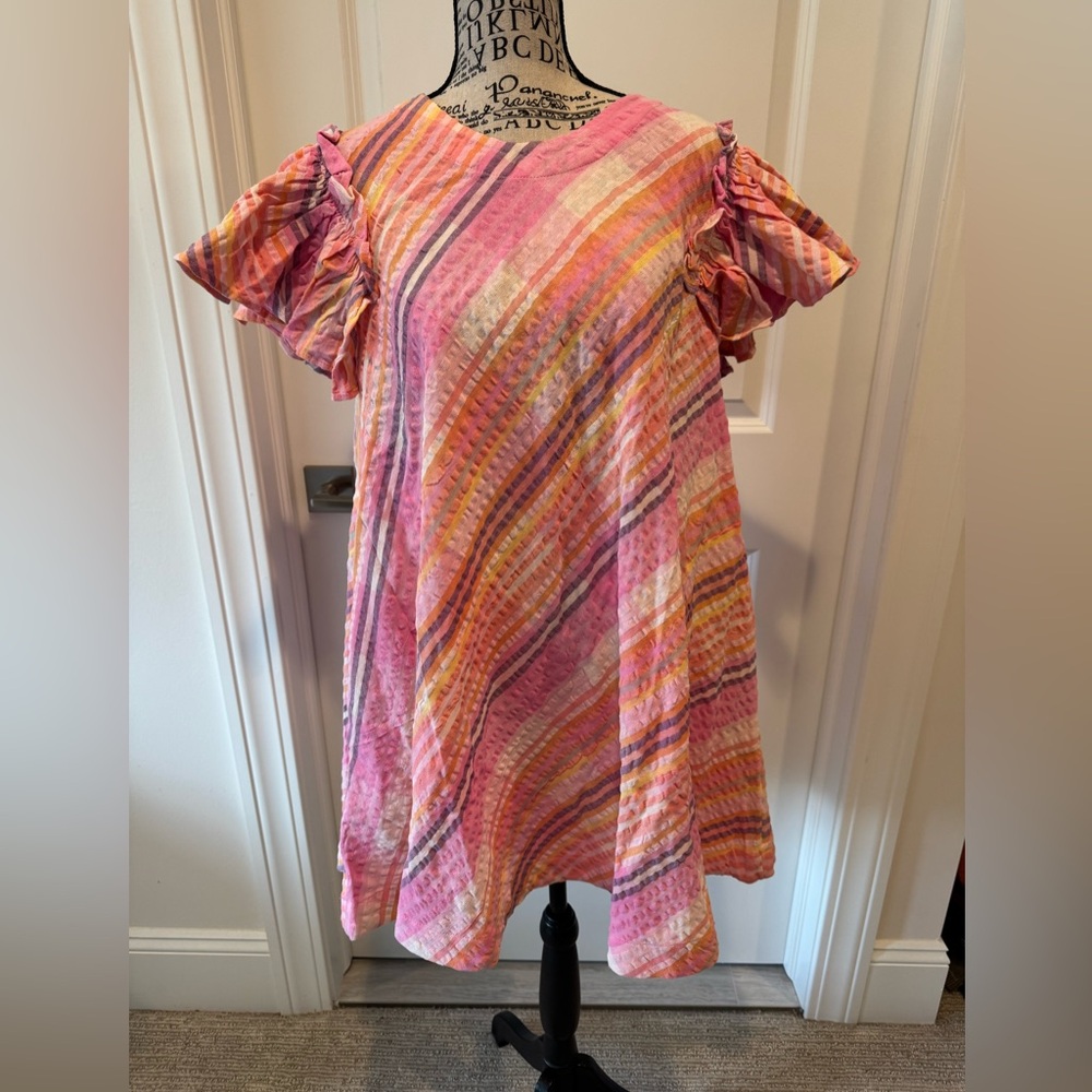 🌸 Free People Bubble Gum Pink Combo Dress – Size M (New With Tags) 🌸